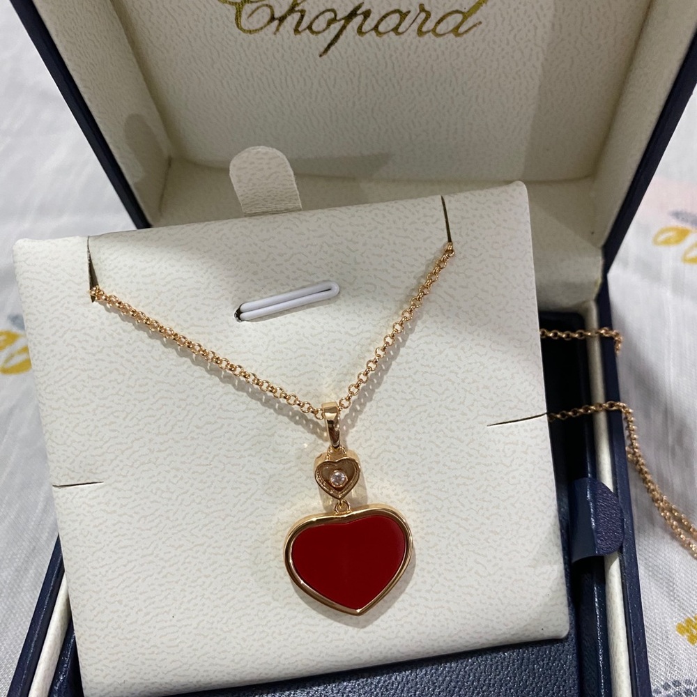 Chopard Women's Rose Gold Red Heart Pendant Necklace